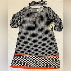 Tacera Dress Size 2X black/white/orange
